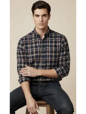 BANANA REPUBLIC NWOT MENS SLIM LIGHTWEIGHT FLANNEL SHIRT IN PURPLE|BLUE-SMALL